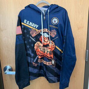 Vetadn US Navy Veteran Popeye the Sailor Tribute Zip Up Men’s XL